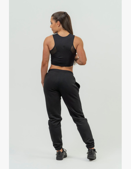 NEBBIA Women's crop top with high support NEBBIA INTENSE Mesh black