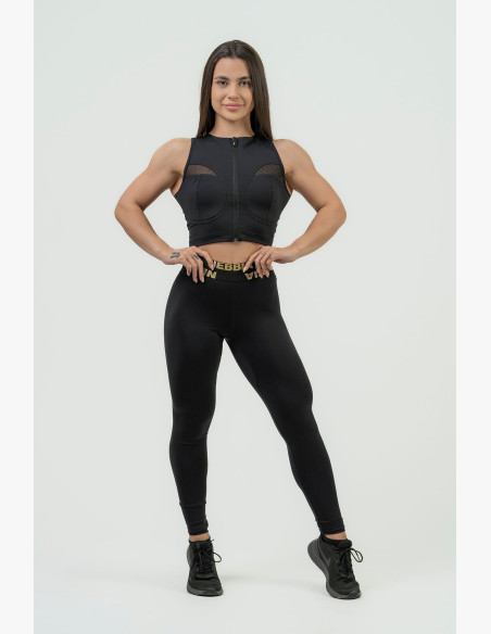 NEBBIA Women's crop top with high support NEBBIA INTENSE Mesh black