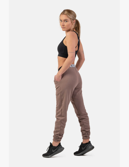 NEBBIA Sweatpants Iconic with NEBBIA elastic waistband brown
