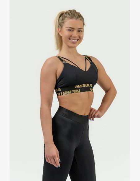 NEBBIA Women's reinforced sports bra NEBBIA INTENSE Iconic gold