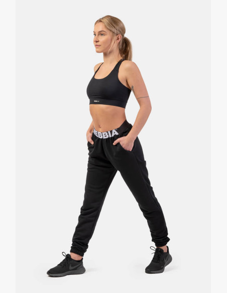 NEBBIA Sweatpants Iconic with NEBBIA elastic waistband black