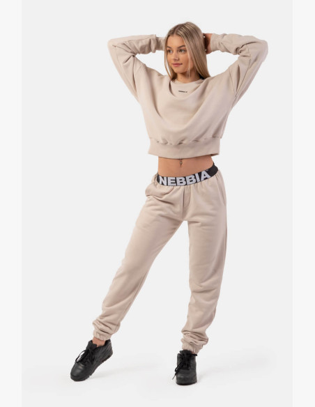NEBBIA Sweatpants Iconic with NEBBIA elastic waistband beige