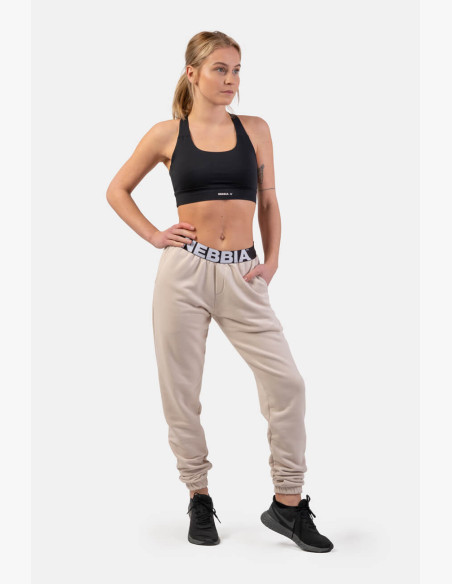 NEBBIA Sweatpants Iconic with NEBBIA elastic waistband beige