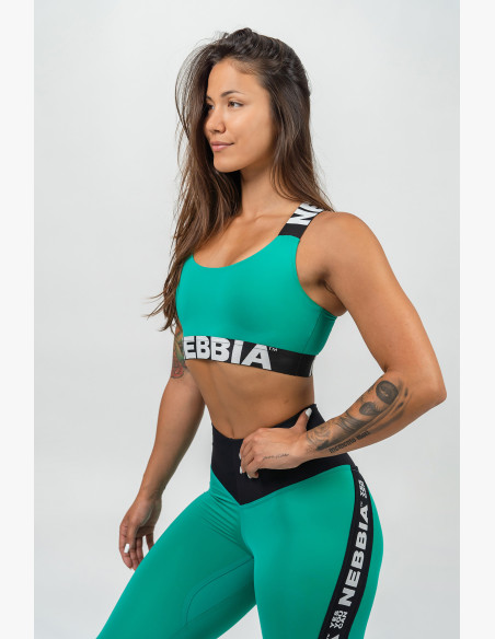NEBBIA Sports bra with medium support ICONIC green