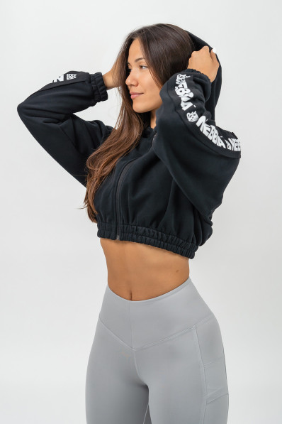 NEBBIA Crop hoodie ICONIC black