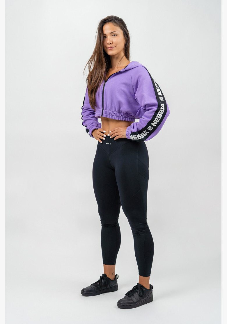 NEBBIA Crop hoodie ICONIC black lilac