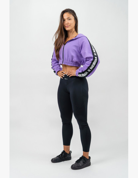 NEBBIA Crop hoodie ICONIC black lilac