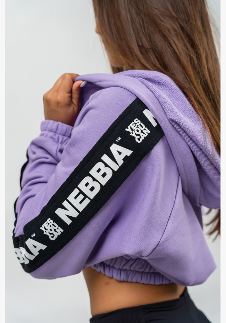 NEBBIA Crop hoodie ICONIC black lilac