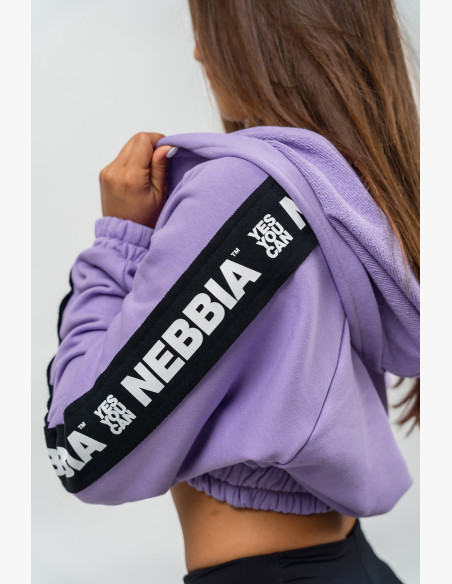 NEBBIA Crop hoodie ICONIC black lilac