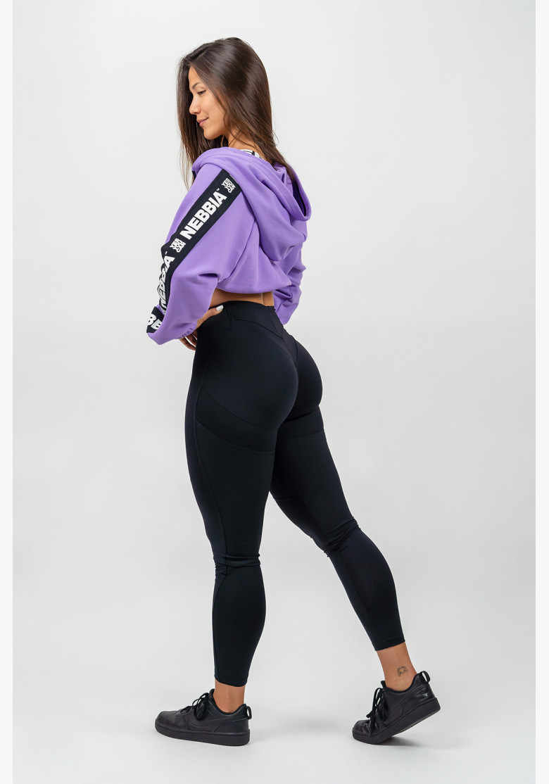 NEBBIA Crop hoodie ICONIC black lilac