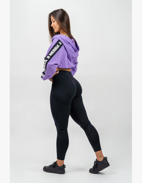 NEBBIA Crop hoodie ICONIC black lilac