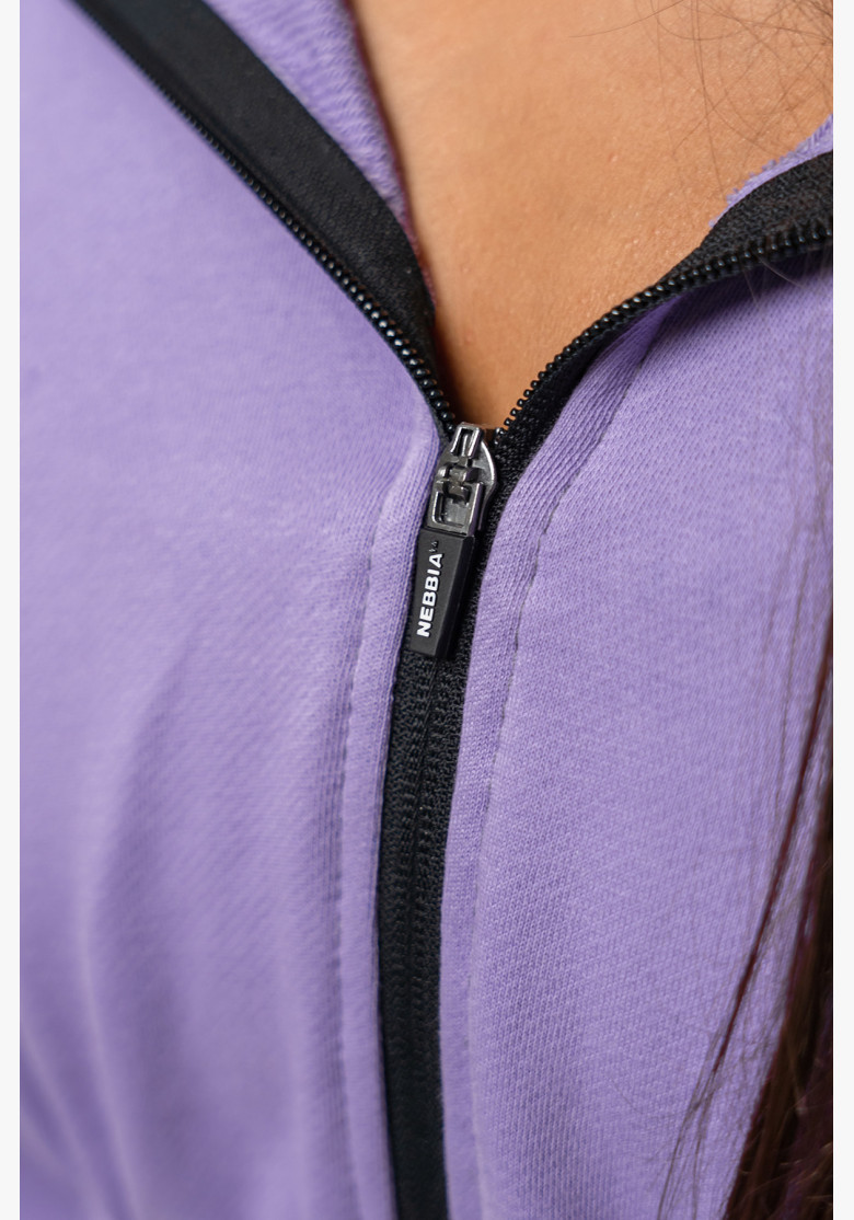 NEBBIA Crop hoodie ICONIC black lilac