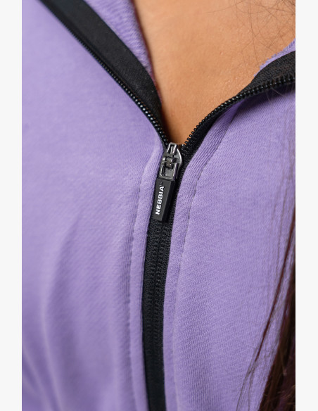 NEBBIA Crop hoodie ICONIC black lilac