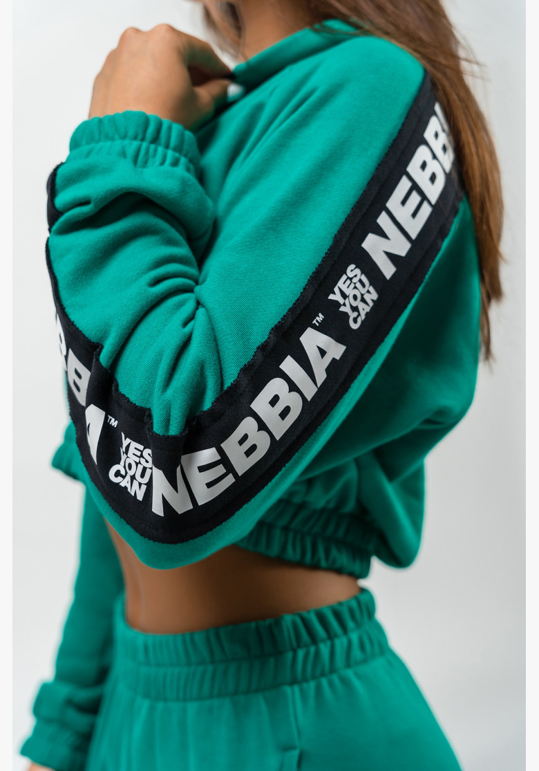 NEBBIA Crop hoodie ICONIC green NEBBIA Crop hoodie ICONIC green