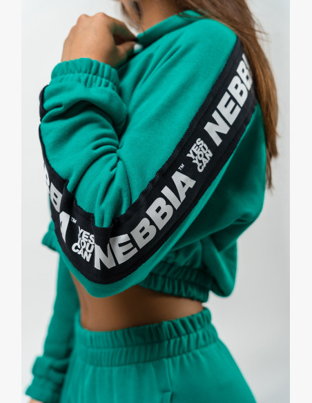 NEBBIA Crop hoodie ICONIC green