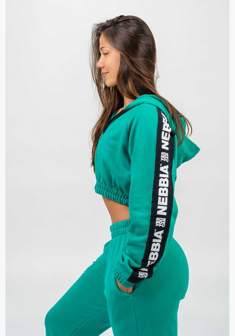NEBBIA Crop hoodie ICONIC green NEBBIA Crop hoodie ICONIC green