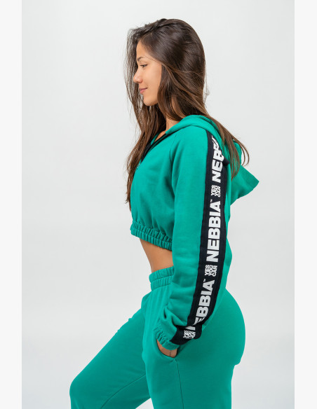 NEBBIA Crop hoodie ICONIC green