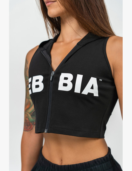 NEBBIA Crop sleeveless hoodie MUSCLE MOMMY black