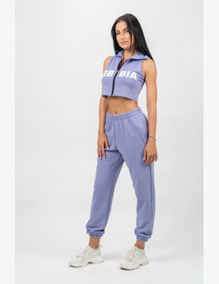 NEBBIA Crop sleeveless hoodie MUSCLE MOMMY purple