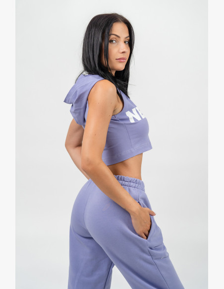 NEBBIA Crop sleeveless hoodie MUSCLE MOMMY purple