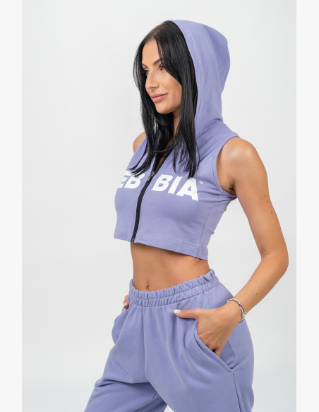 NEBBIA Crop sleeveless hoodie MUSCLE MOMMY purple