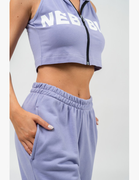NEBBIA Crop sleeveless hoodie MUSCLE MOMMY purple