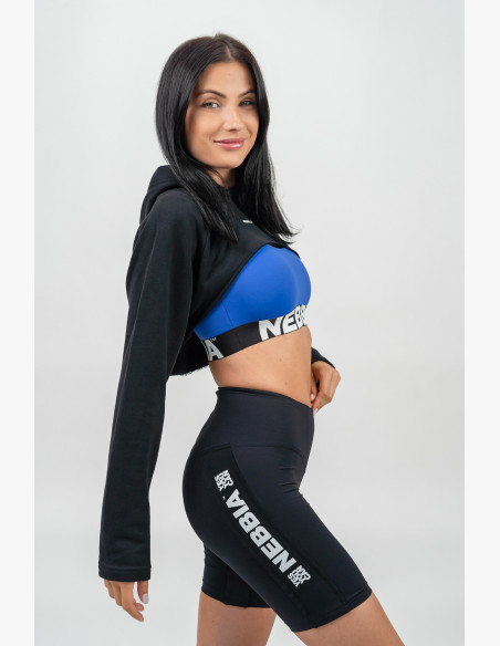 NEBBIA Crop hoodie with long sleeves and hood GYM TIME black
