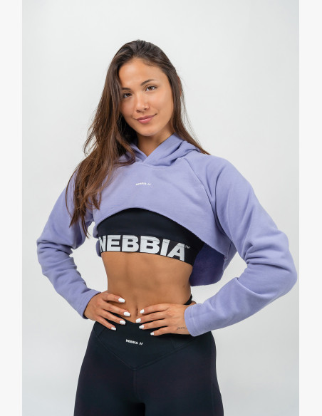 NEBBIA Crop hoodie with long sleeves and hood GYM TIME purple