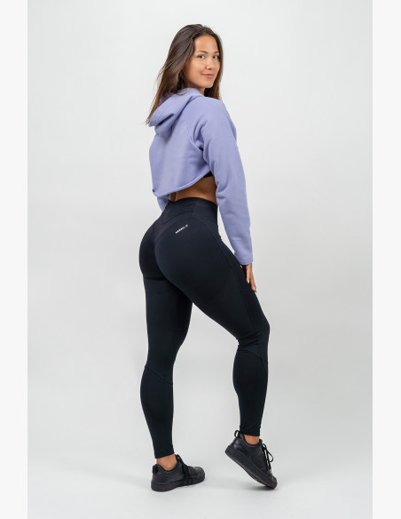 NEBBIA Crop hoodie with long sleeves and hood GYM TIME purple