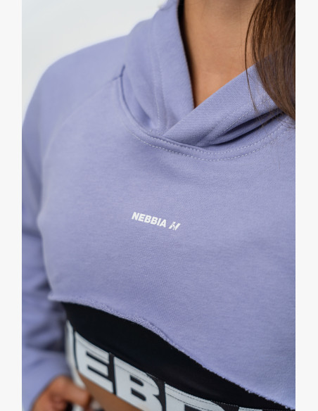 NEBBIA Crop hoodie with long sleeves and hood GYM TIME purple