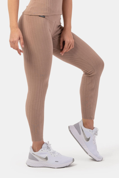 NEBBIA Ribbed High-waist leggings in organic cotton brown