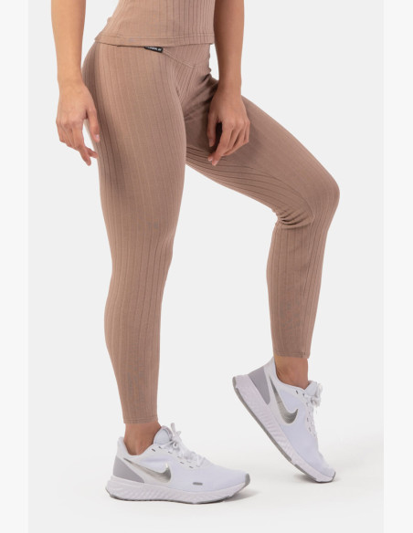 NEBBIA Ribbed High-waist leggings in organic cotton brown
