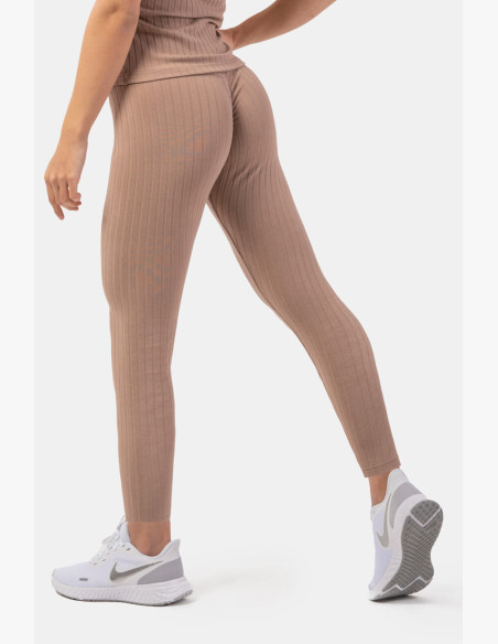 NEBBIA Ribbed High-waist leggings in organic cotton brown