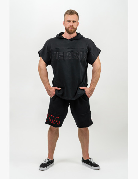 NEBBIA Rag hooded top REAL CHAMPION black
