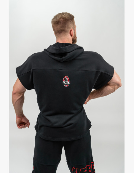 NEBBIA Rag hooded top REAL CHAMPION black