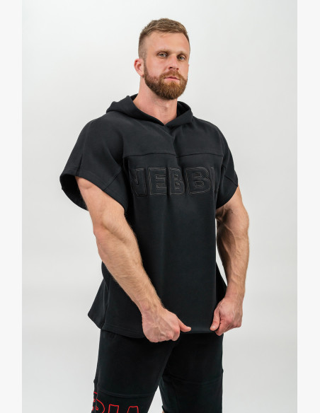 NEBBIA Rag hooded top REAL CHAMPION black