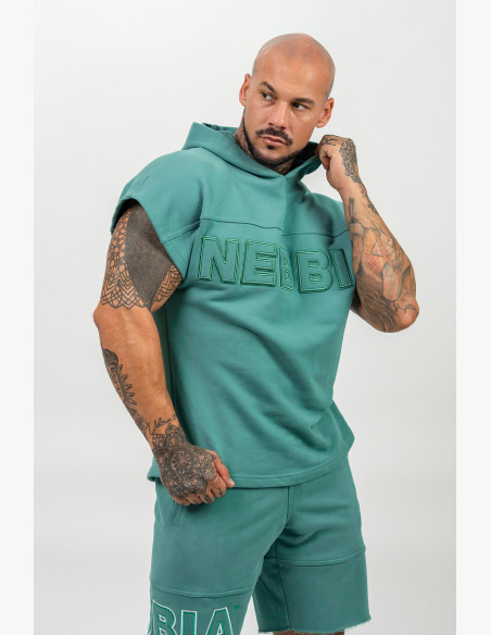 NEBBIA Rag hooded top REAL CHAMPION green