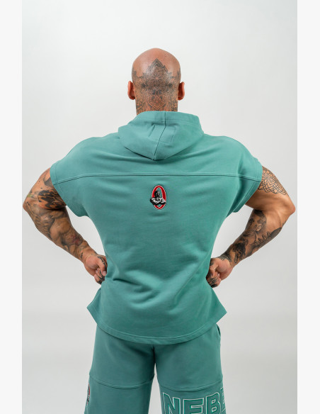 NEBBIA Rag hooded top REAL CHAMPION green