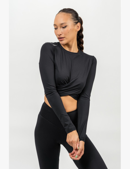 NEBBIA Crop top with long sleeves ELEVATED black