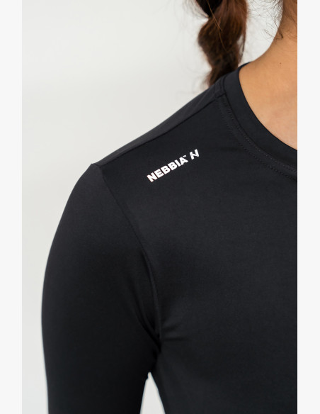 NEBBIA Crop top with long sleeves ELEVATED black