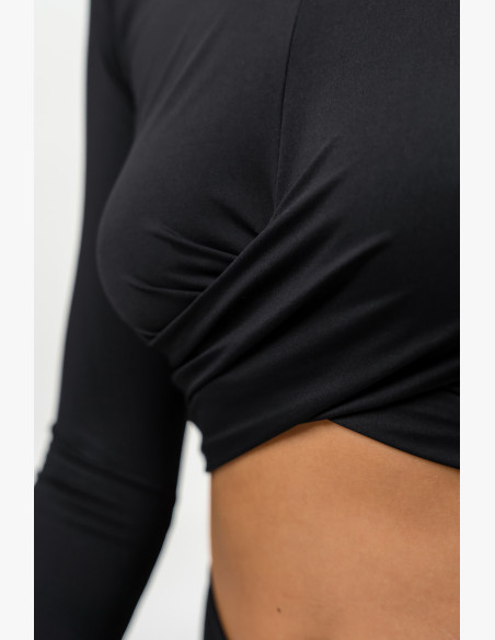 NEBBIA Crop top with long sleeves ELEVATED black