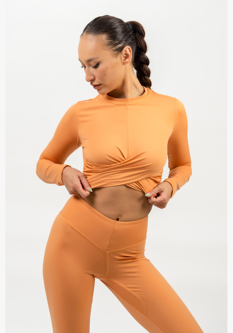 NEBBIA Crop top s dlhým rukávom ELEVATED oranžová