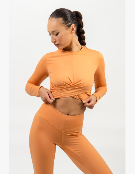 NEBBIA Crop top with long sleeves ELEVATED orange
