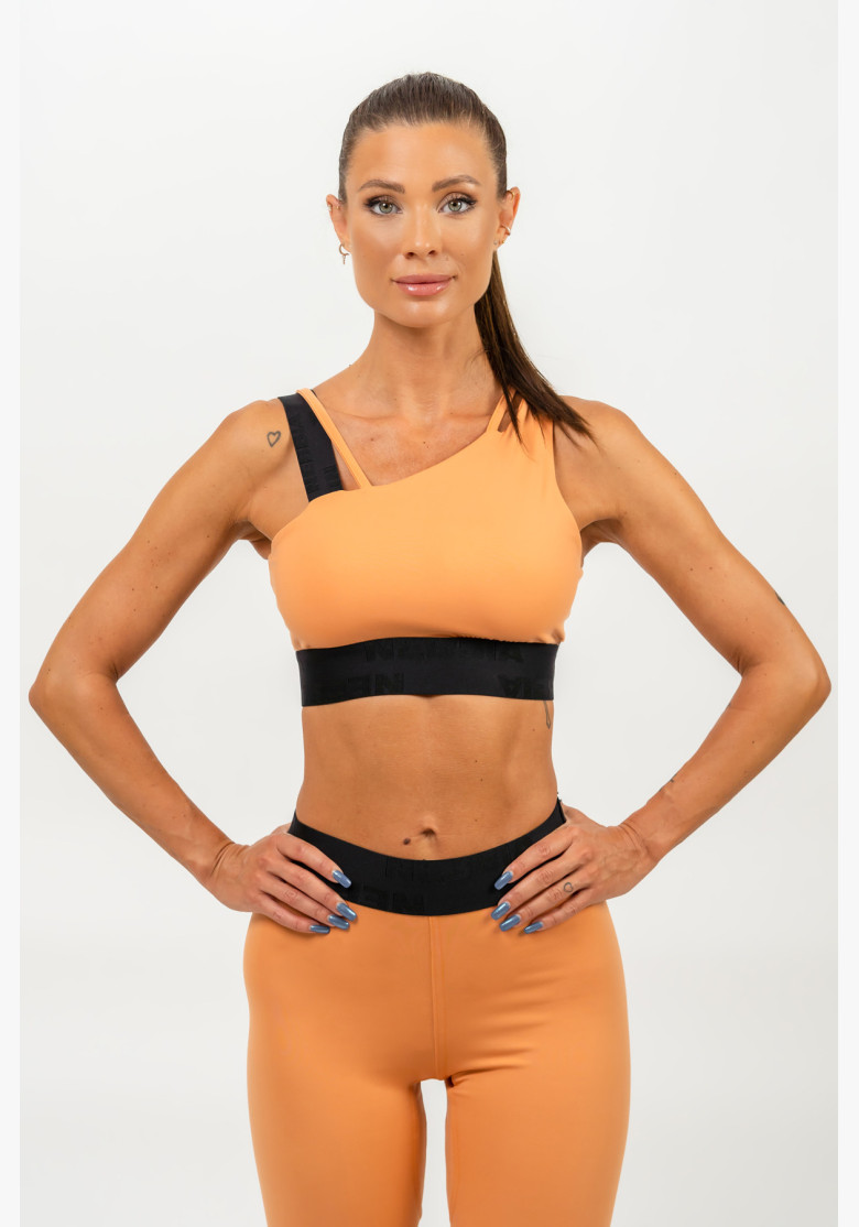 NEBBIA Asymmetric sports bra ELITE orange
