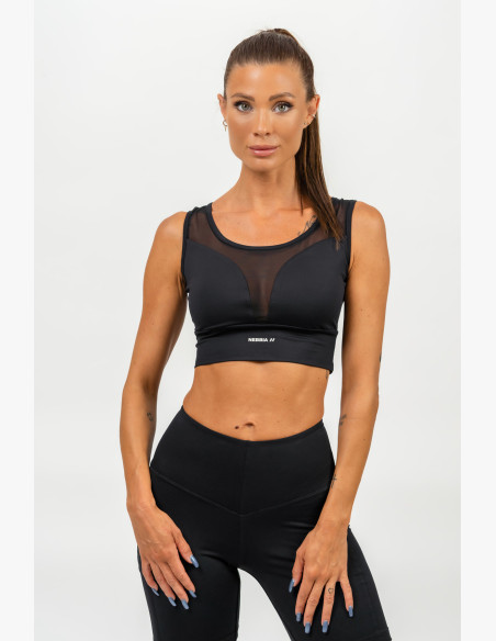 NEBBIA Sports bra with mesh PERFORMANCE black