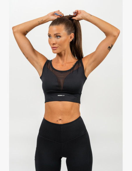 NEBBIA Sports bra with mesh PERFORMANCE black