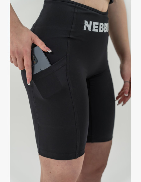 NEBBIA High waisted cycling shorts 10″ GYM THERAPY black