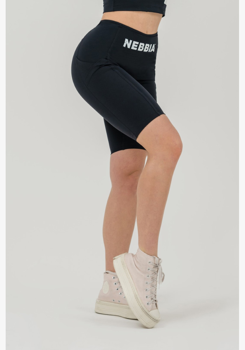 NEBBIA High waisted cycling shorts 10″ GYM THERAPY black