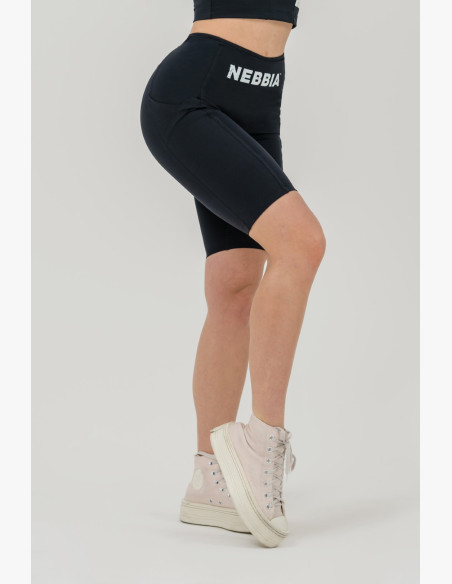 NEBBIA High waisted cycling shorts 10″ GYM THERAPY black