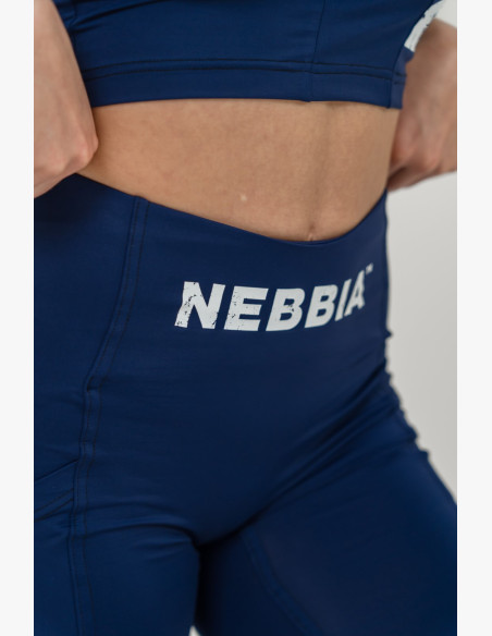 NEBBIA High waisted cycling shorts 10″ GYM THERAPY blue